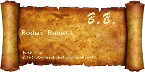 Bodai Babett névjegykártya